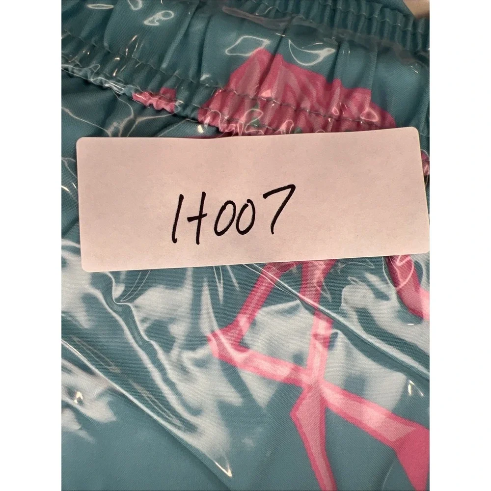 Maamgic Swim Trunks XXL Teal Flamingo Print Zipper‎ Pockets Lined Bathing Suit